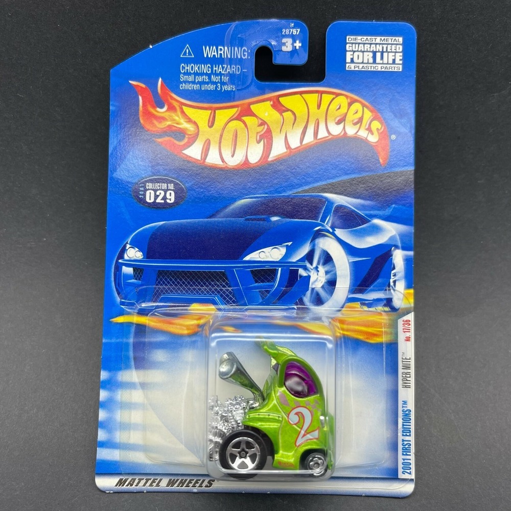 Hot Wheels 2001 First Editions Hyper Mite Race Car Green Diecast 1/64 Scale #029